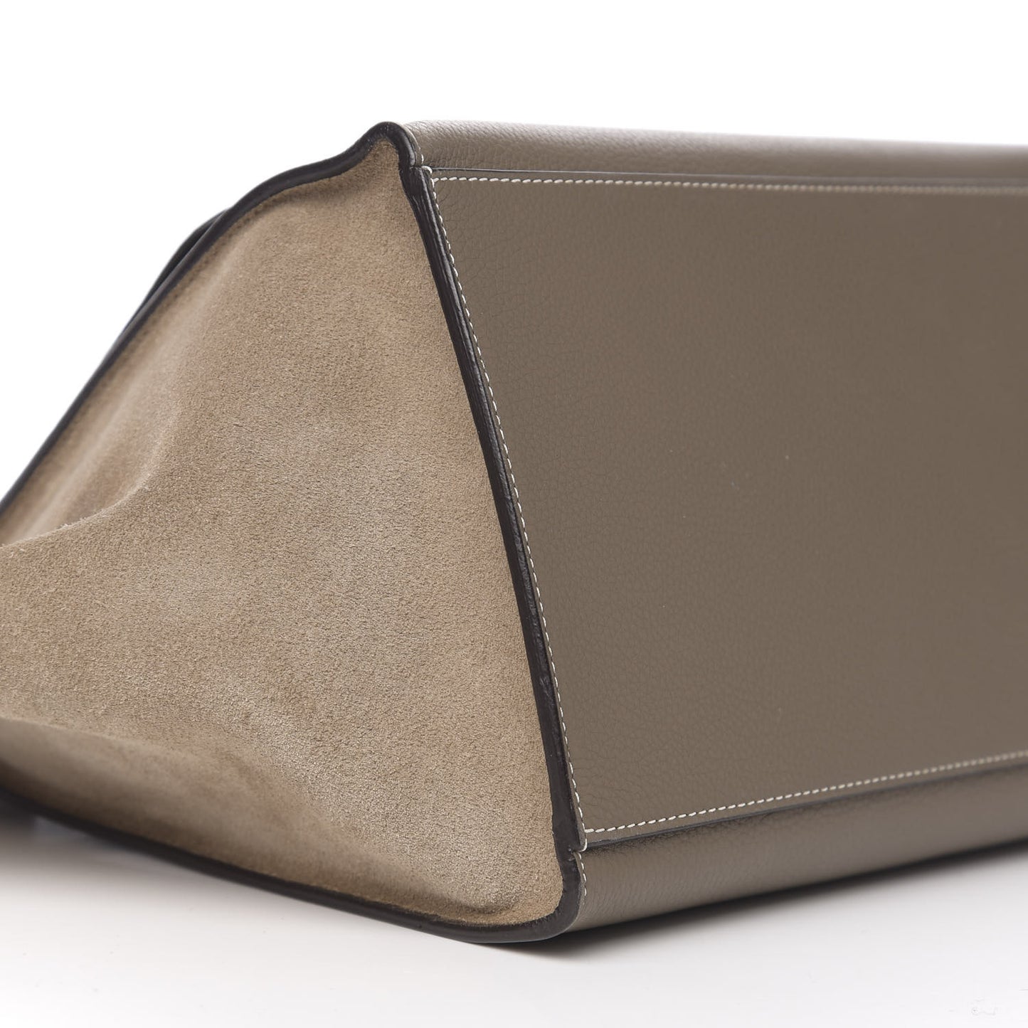Drummed Calfskin Suede Small Trapeze Souris