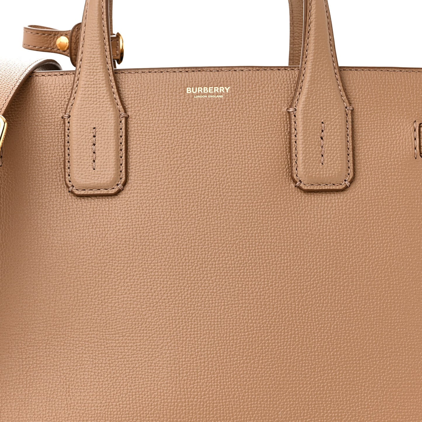 Derby Calfskin House Check Medium Banner Tote Camel