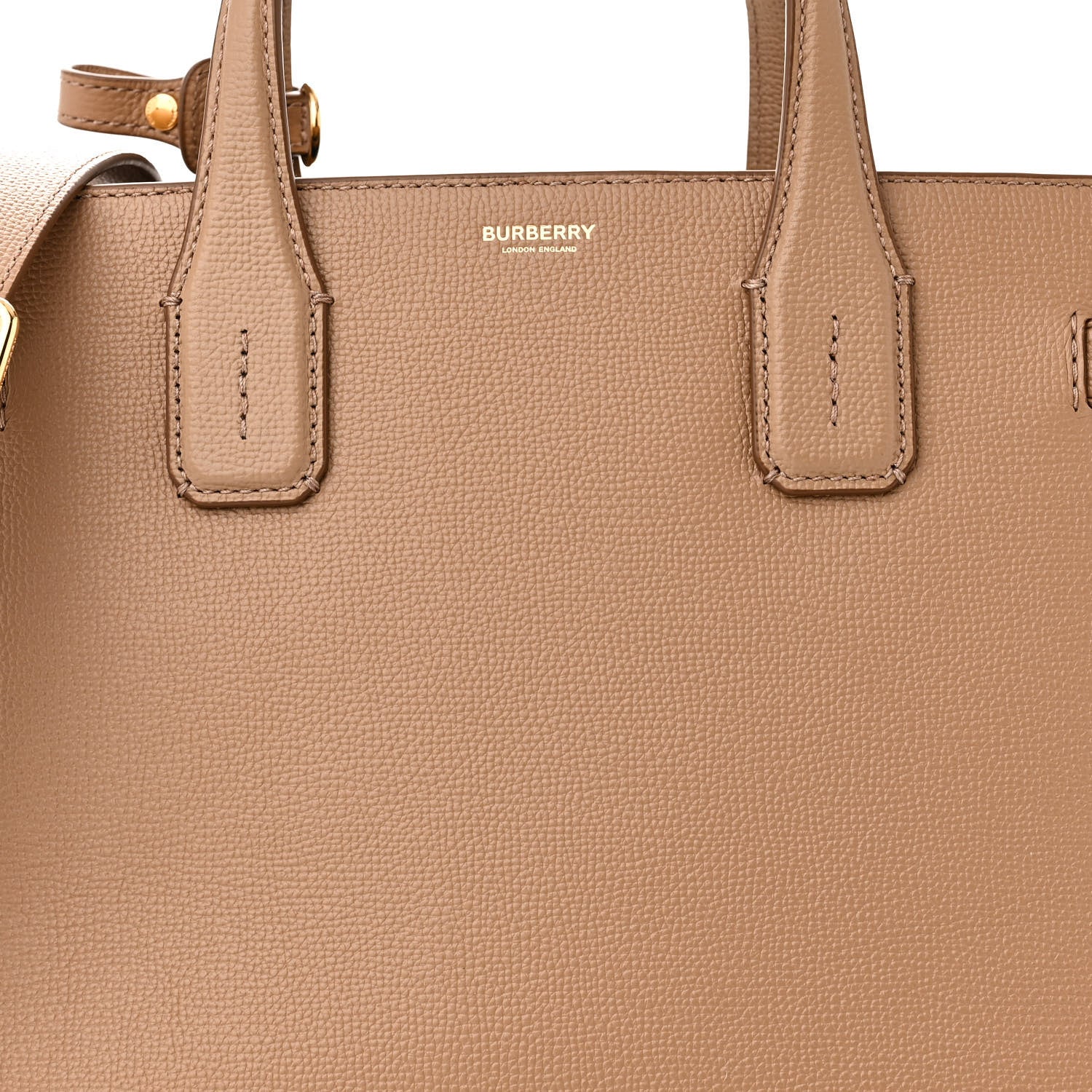 Burberry Derby Calfskin House Check Medium Banner Tote Camel 8 of 10