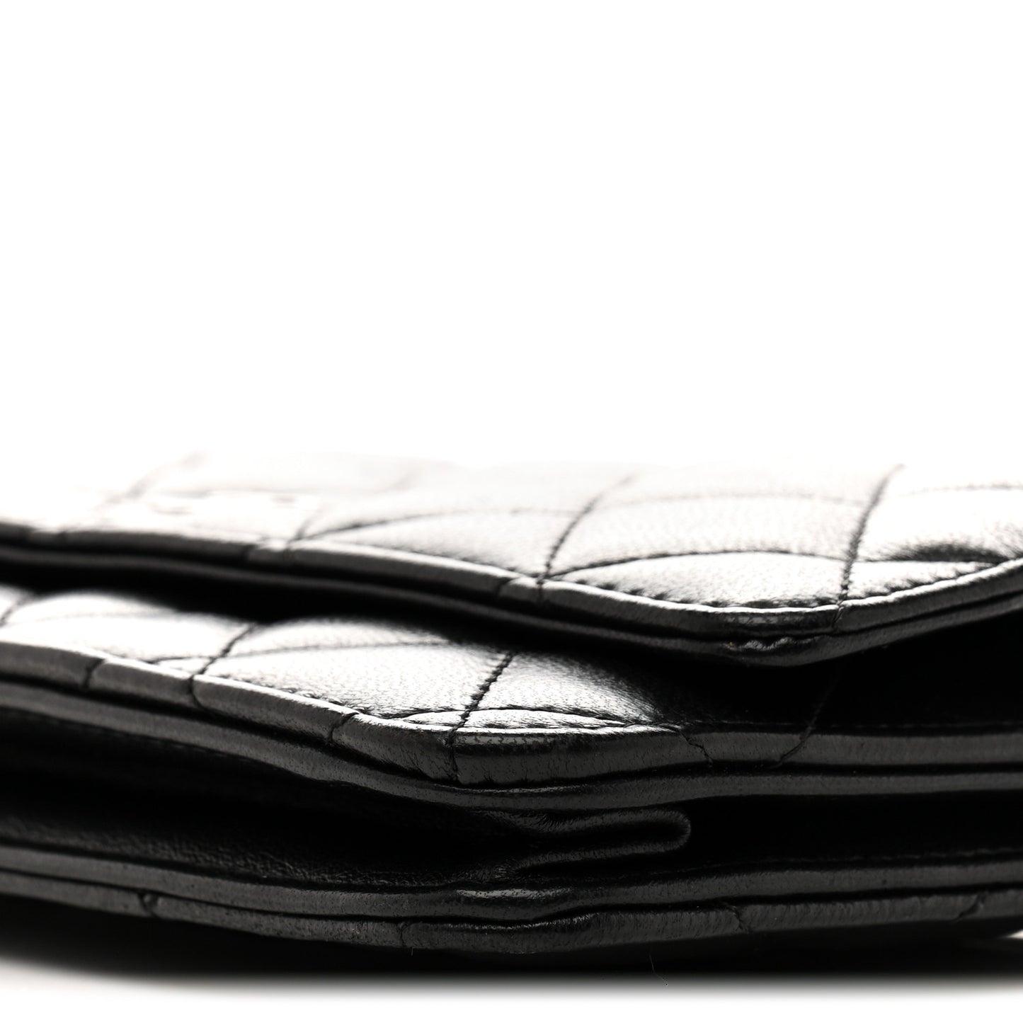 Lambskin Quilted Wallet On Chain WOC Black
