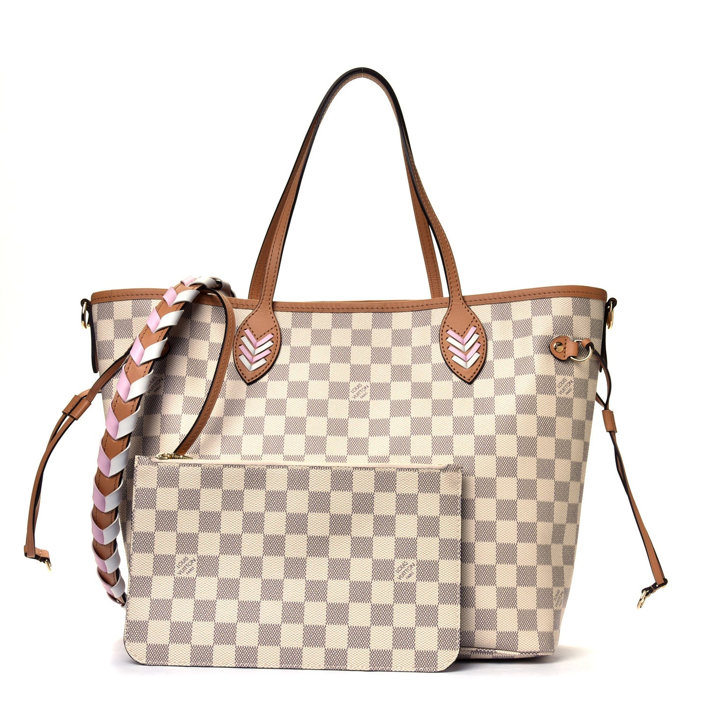 Damier Azur Braided Neverfull MM Pink