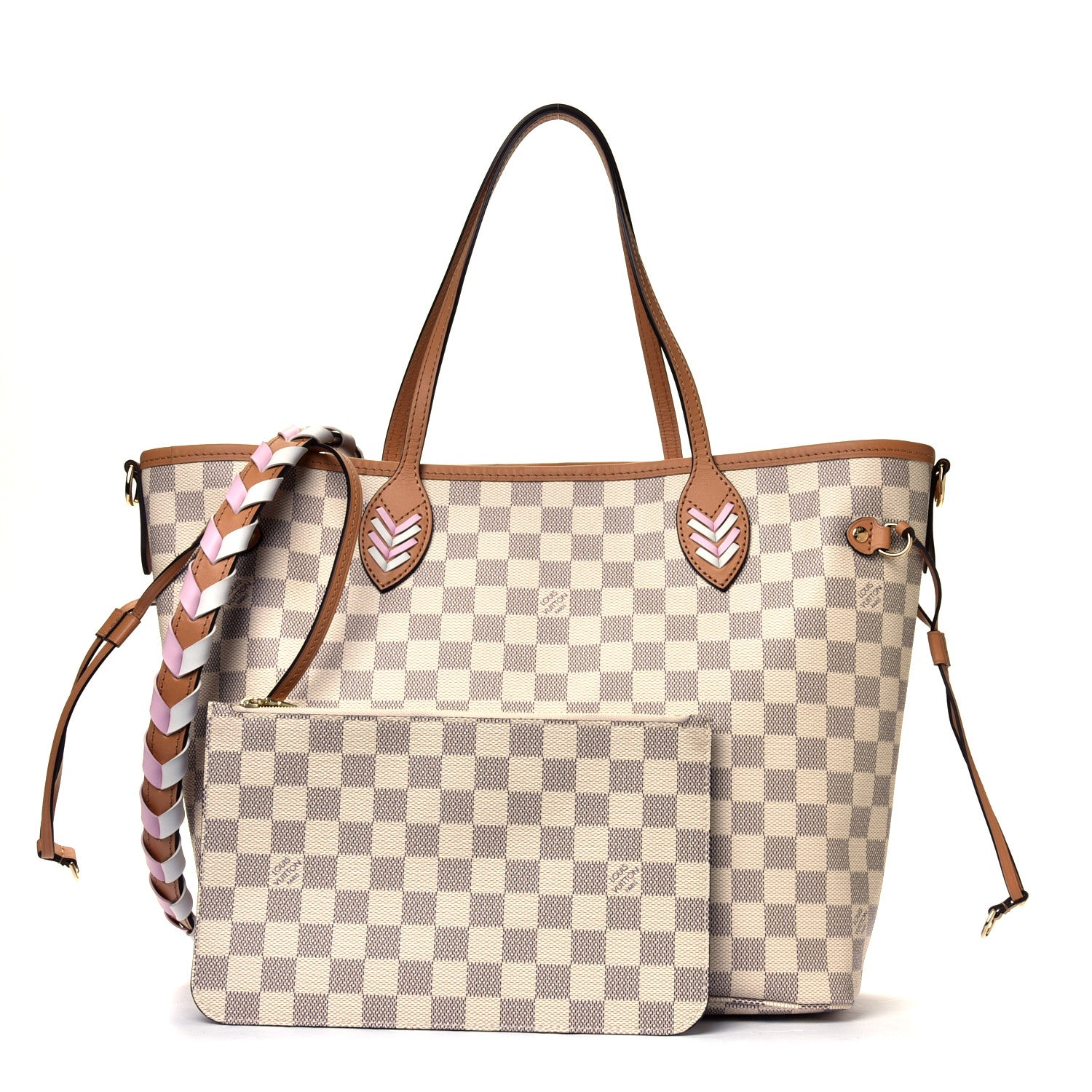 Louis Vuitton Damier Azur Braided Neverfull MM Pink 1 of 5
