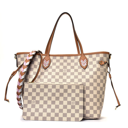 Louis Vuitton Damier Azur Braided Neverfull MM Pink 1 of 5