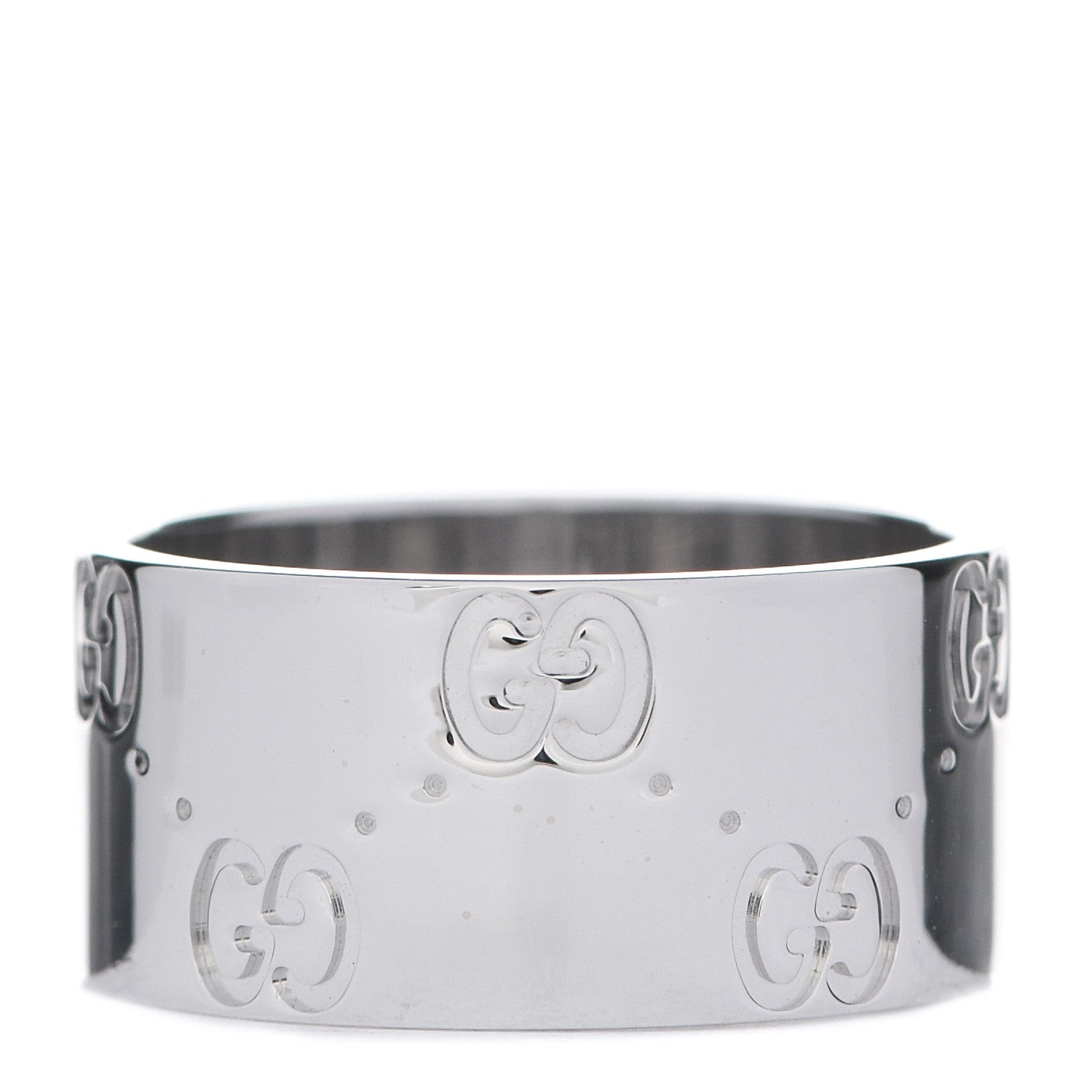 Gucci 18K White Gold 9mm Icon Band Ring 52 6 3 of 7