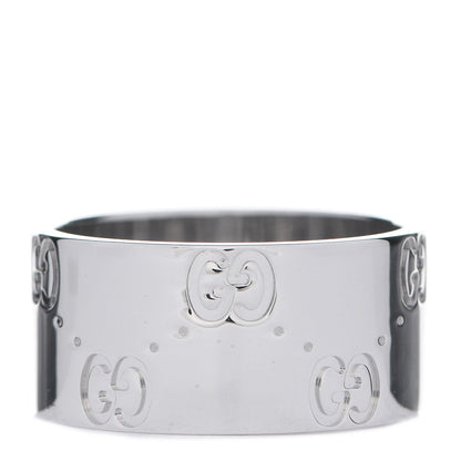 Gucci 18K White Gold 9mm Icon Band Ring 52 6 3 of 7