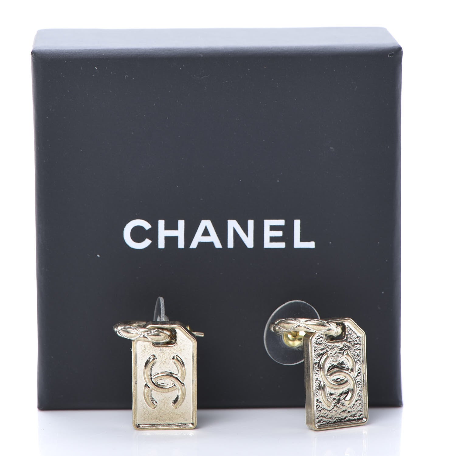 Chanel CC Tag Drop Earrings Gold 5 of 5