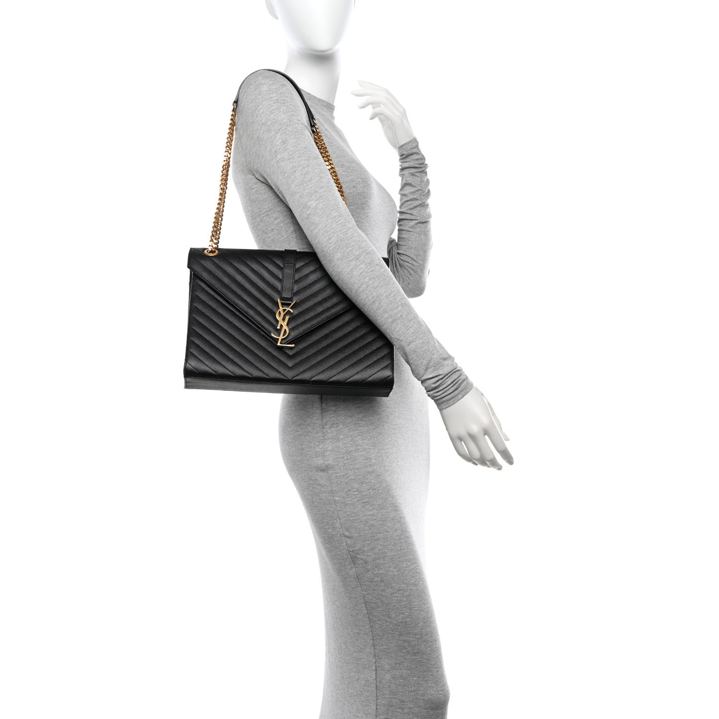 Smooth Calfskin Matelasse Chevron Large Monogram Satchel Black
