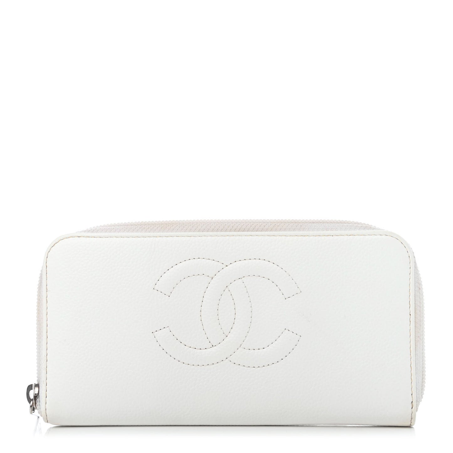 Caviar Timeless CC Large Gusset Zip Around Wallet White