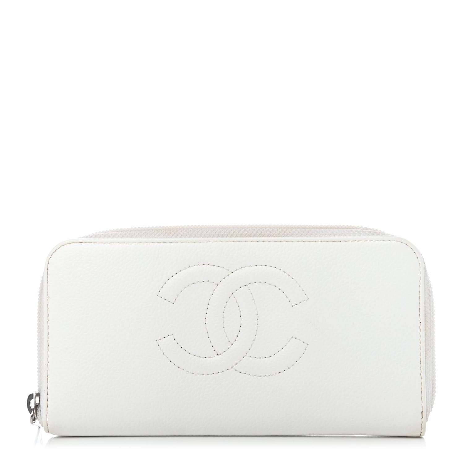Chanel Caviar Timeless CC Large Gusset Zip Around Wallet White 1 of 9