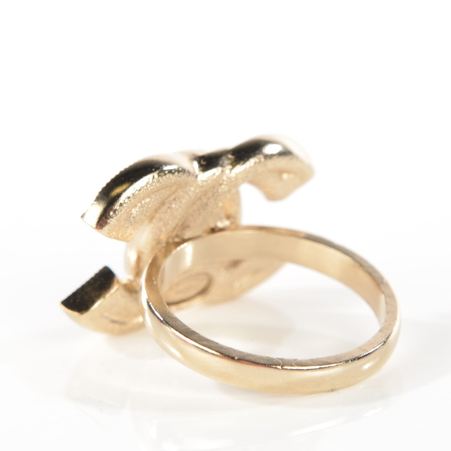 Chanel Crystal Double CC Ring 6.25 Light Gold 3 of 5