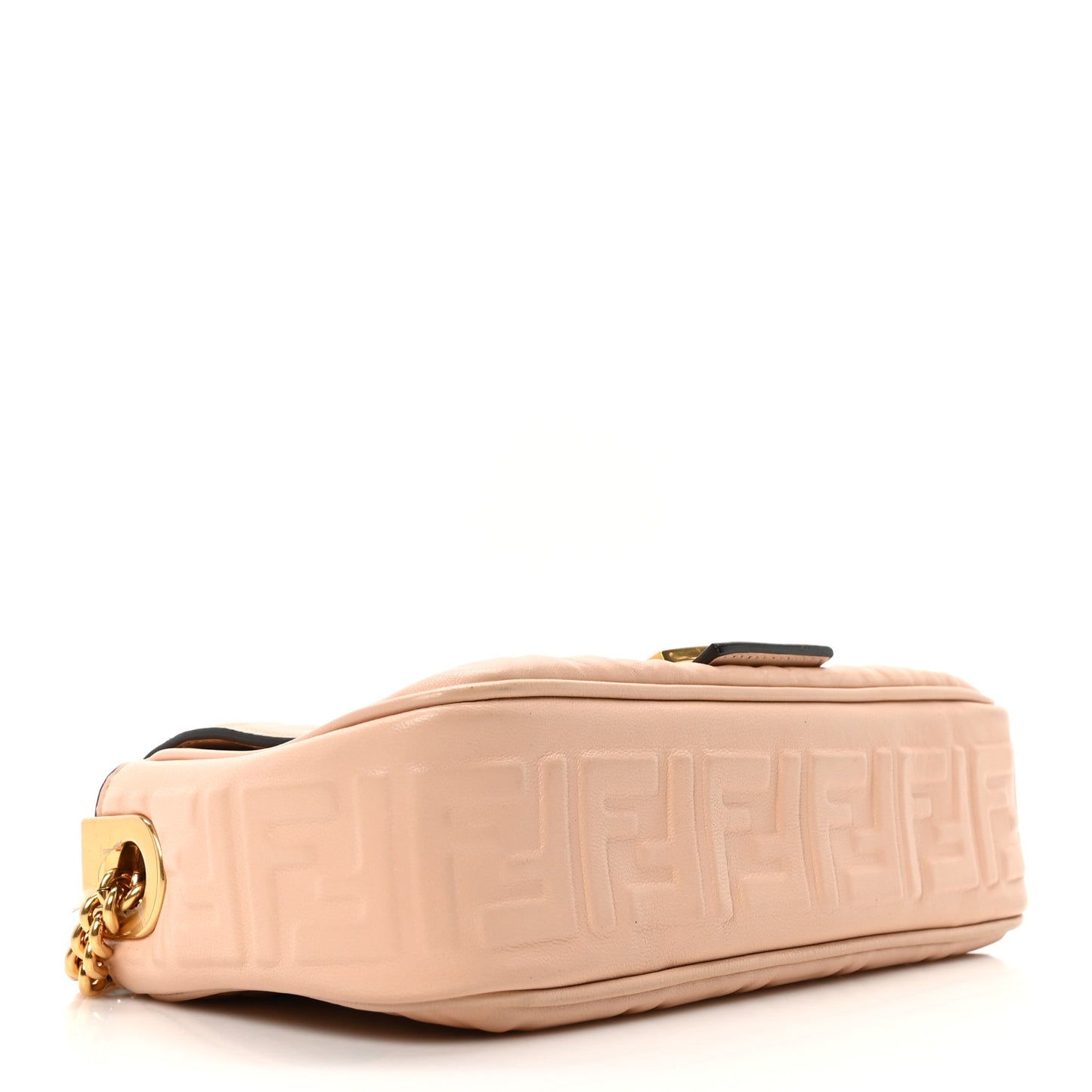 Nappa Small FF Embossed Midi Chain Baguette Light Rose