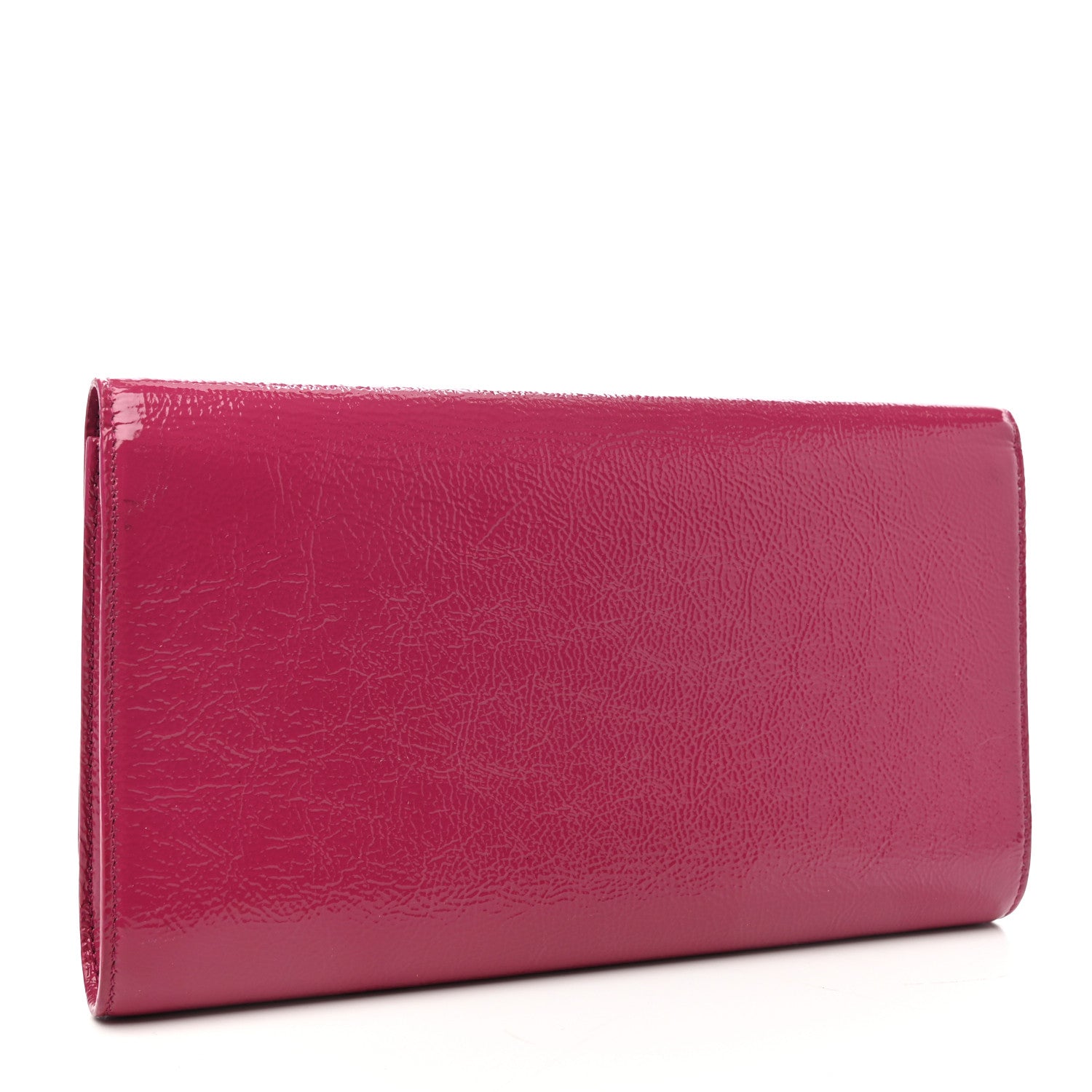 Saint Laurent Textured Patent Monogram Large Belle De Jour Clutch Fuchsia 2 of 4