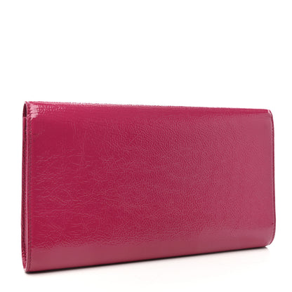 Saint Laurent Textured Patent Monogram Large Belle De Jour Clutch Fuchsia 2 of 4