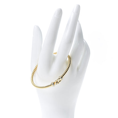 David Yurman 18K Yellow Gold Diamond 3.5mm Cable Buckle Bracelet 2 of 5