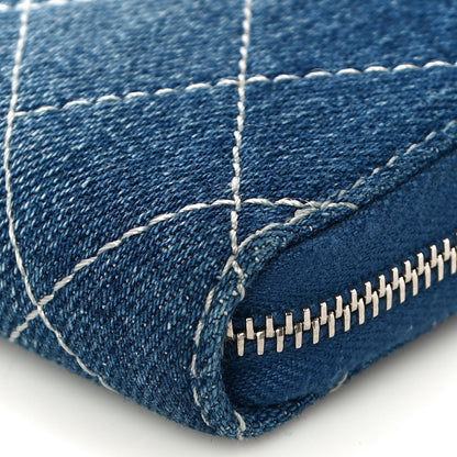 Chanel Denim Quilted Zip Coin Purse Blue 10 of 11