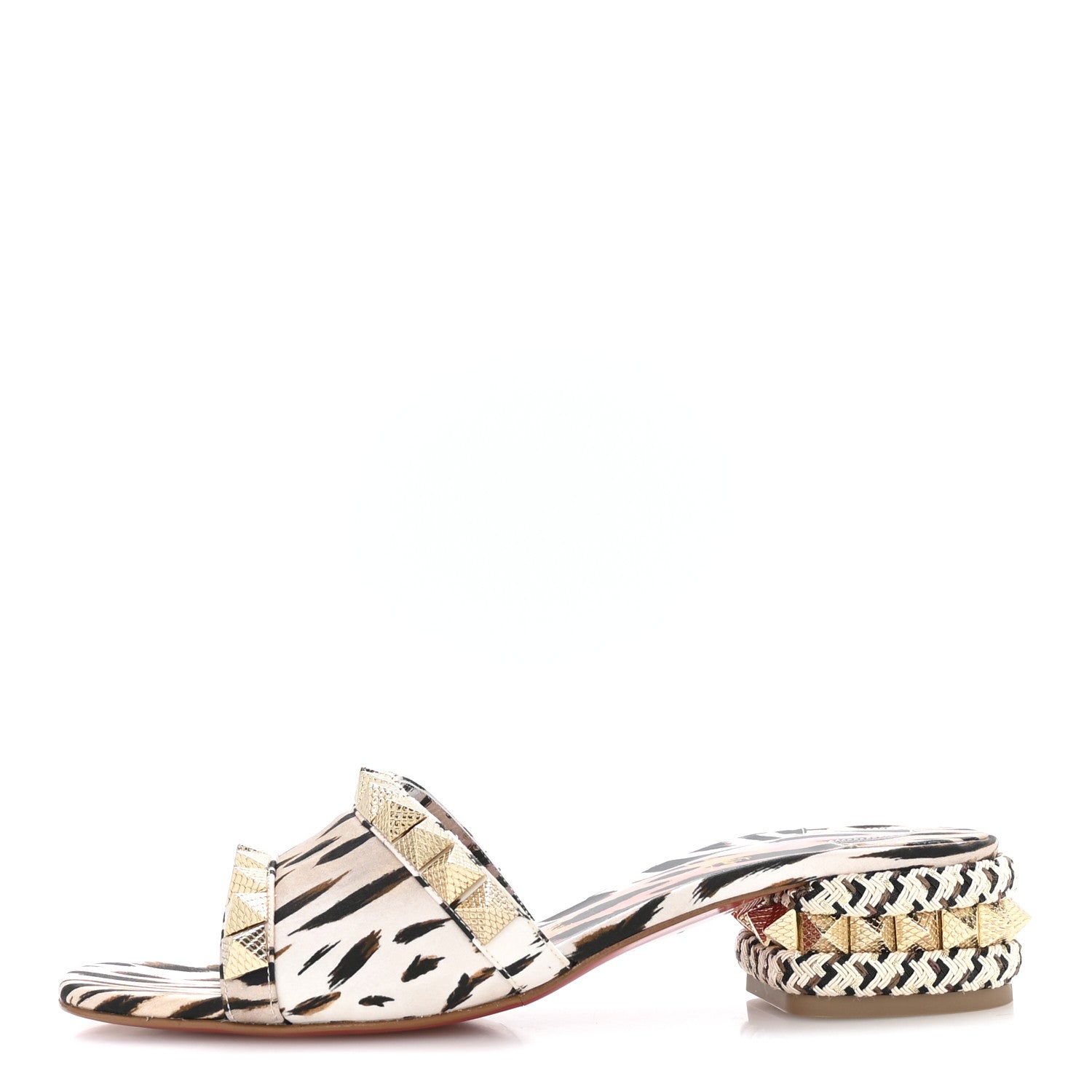 Christian Louboutin Crepe Satin Leopard Print Pyramule 30mm Sandals 38 Multicolor 1 of 7