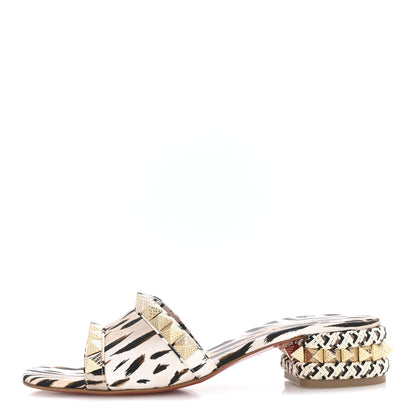 Christian Louboutin Crepe Satin Leopard Print Pyramule 30mm Sandals 38 Multicolor 1 of 7