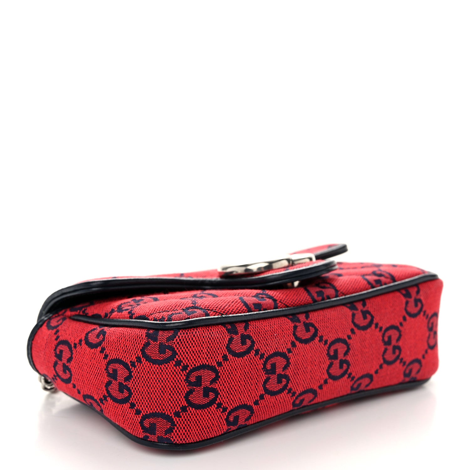 Gucci Monogram Multicolor Matelasse Diagonal Super Mini GG Marmont Shoulder Bag Red Blue 4 of 10