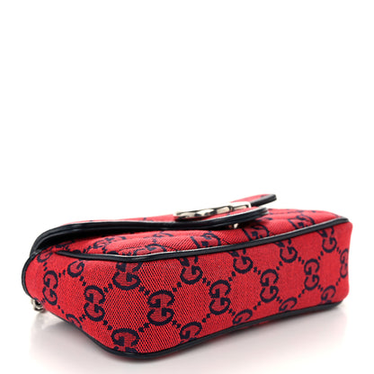 Gucci Monogram Multicolor Matelasse Diagonal Super Mini GG Marmont Shoulder Bag Red Blue 4 of 10
