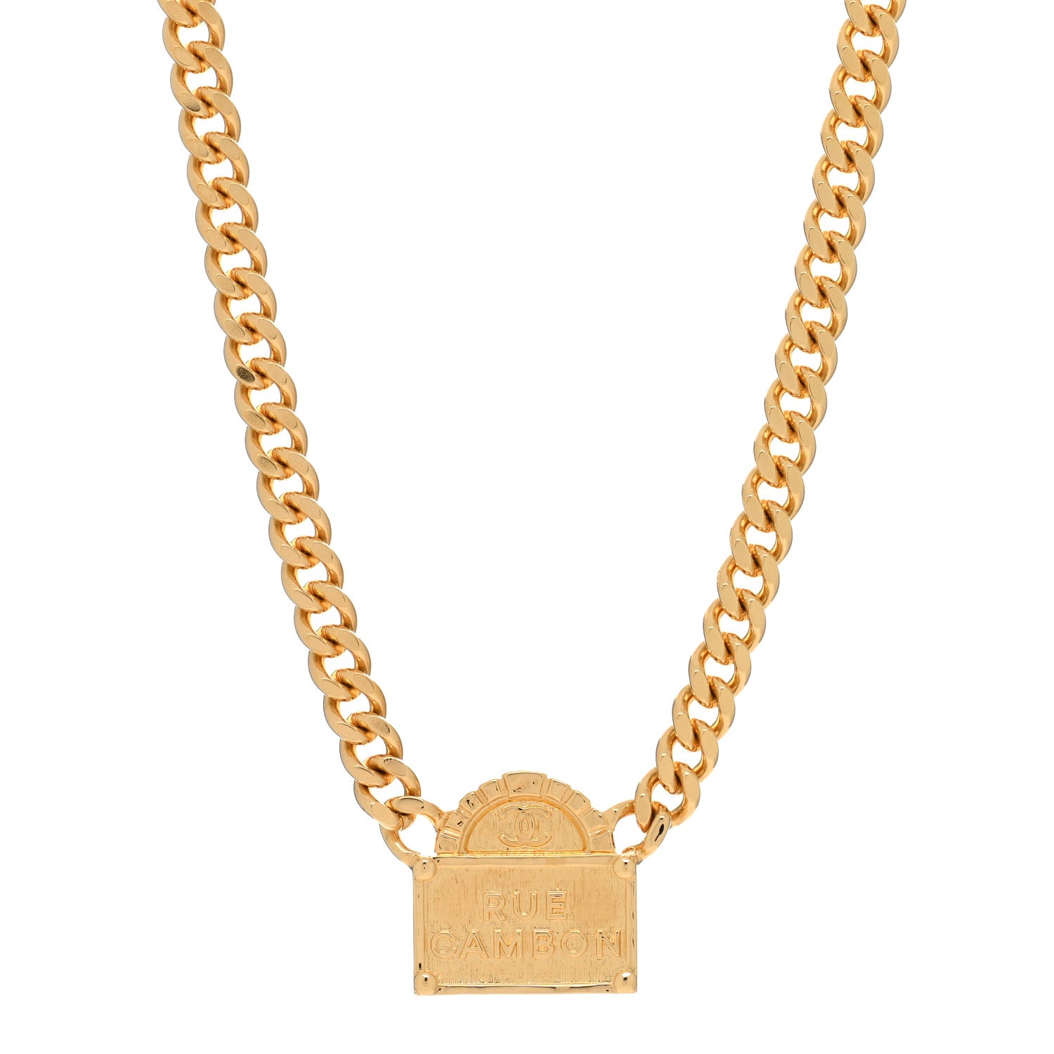 Chanel Metal Chain Link CC Rue Cambon Choker Necklace Gold 1 of 4