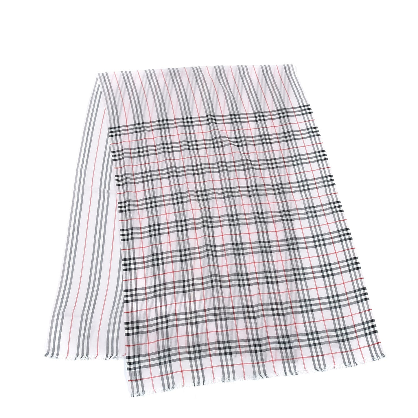 Wool Silk Gauze Vintage Check Scarf Alabaster Pink