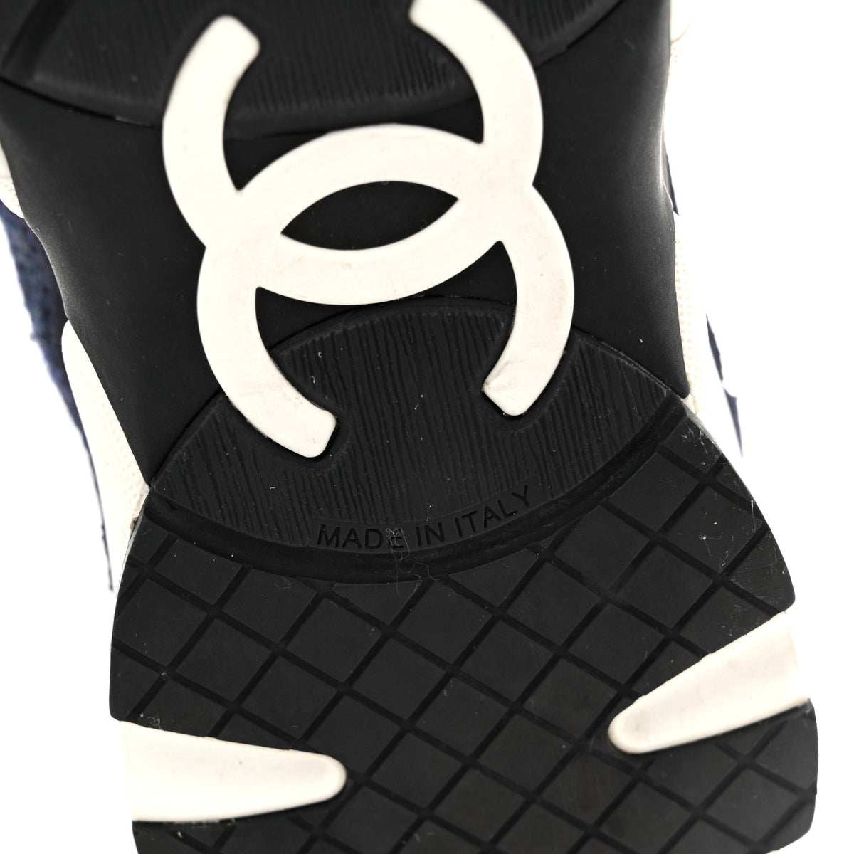 Chanel Tweed Suede Womens CC Sneakers 37.5 Black Blue 8 of 9