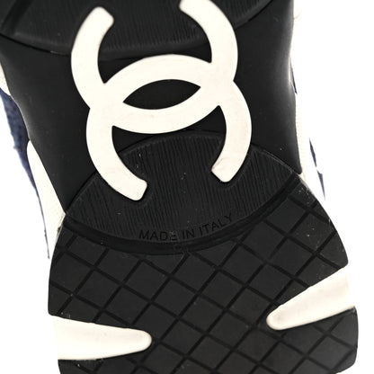Chanel Tweed Suede Womens CC Sneakers 37.5 Black Blue 8 of 9