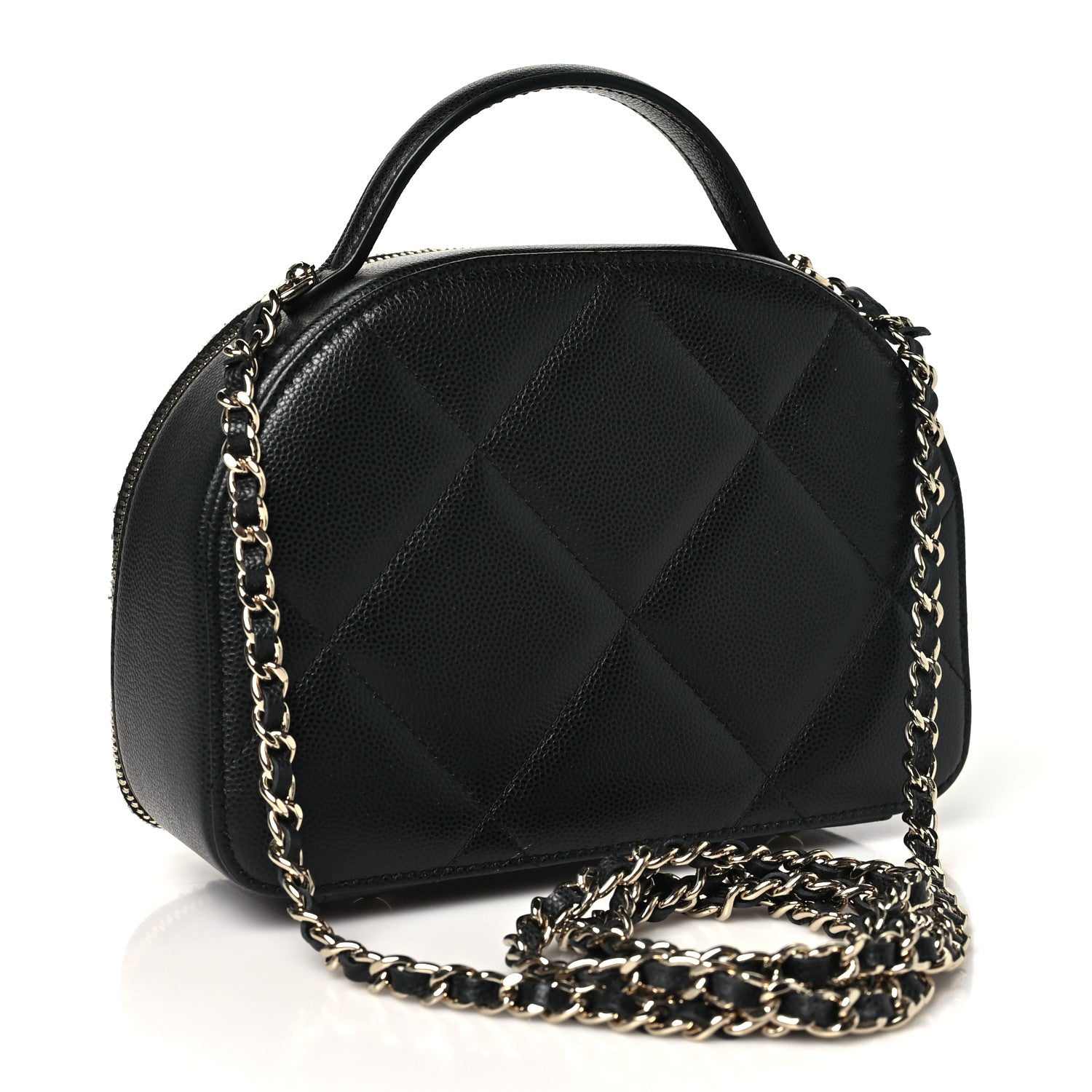 Chanel Grained Calfskin Quilted Top Handle Chain Clutch Black 3 of 11