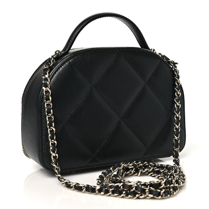 Chanel Grained Calfskin Quilted Top Handle Chain Clutch Black 3 of 11