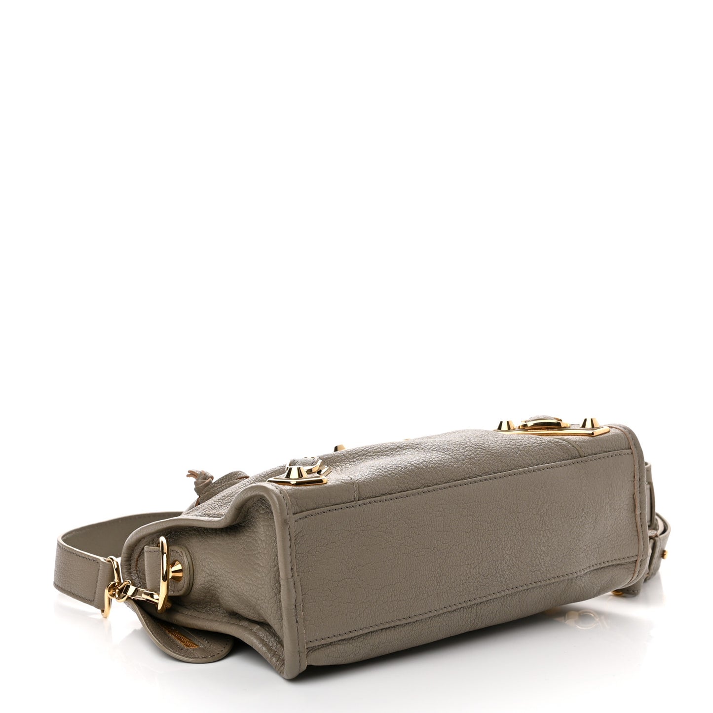 Chevre Gold Metallic Edge Hardware Mini City Gris Taupe