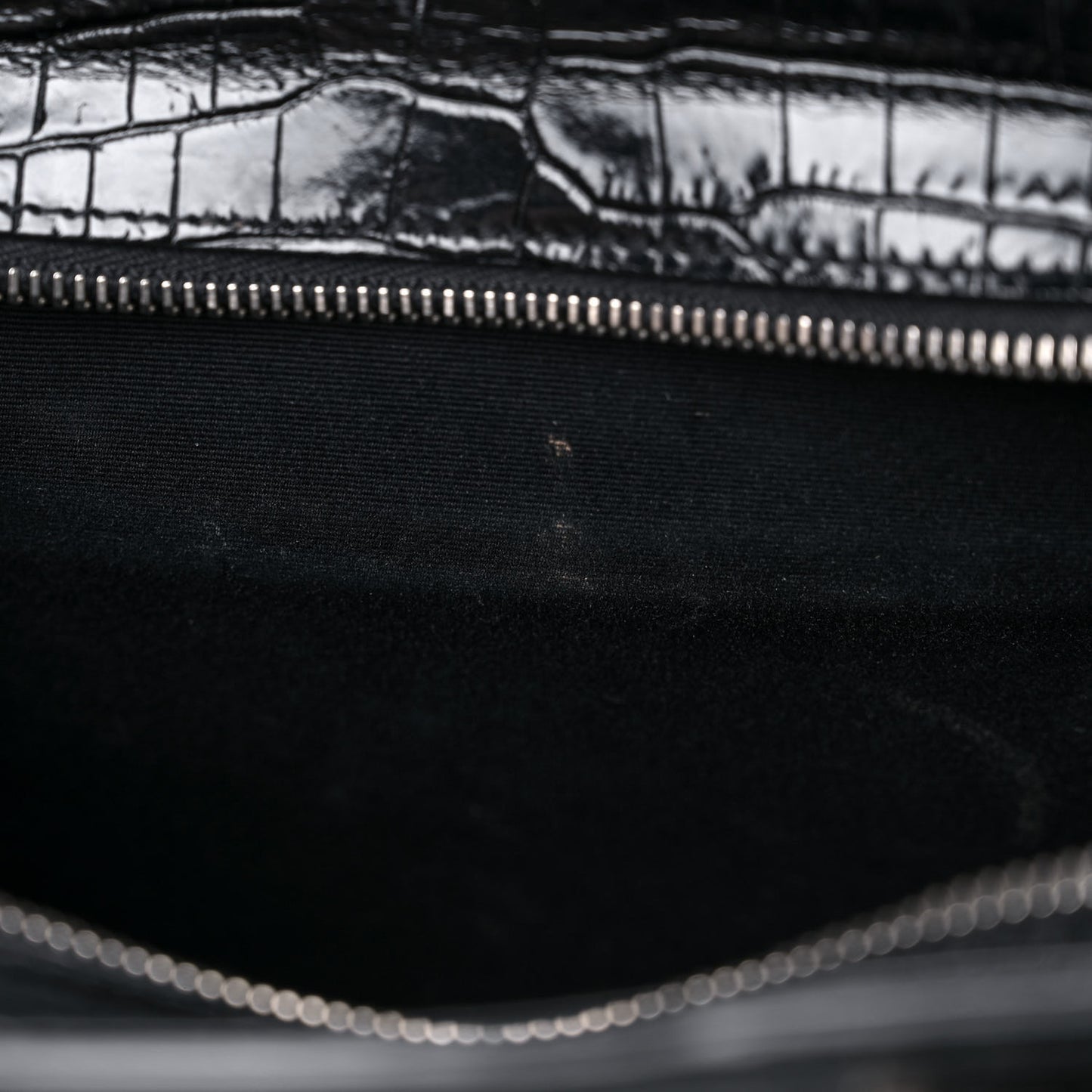 Calfskin Crocodile Embossed Small Uptown Tote Black