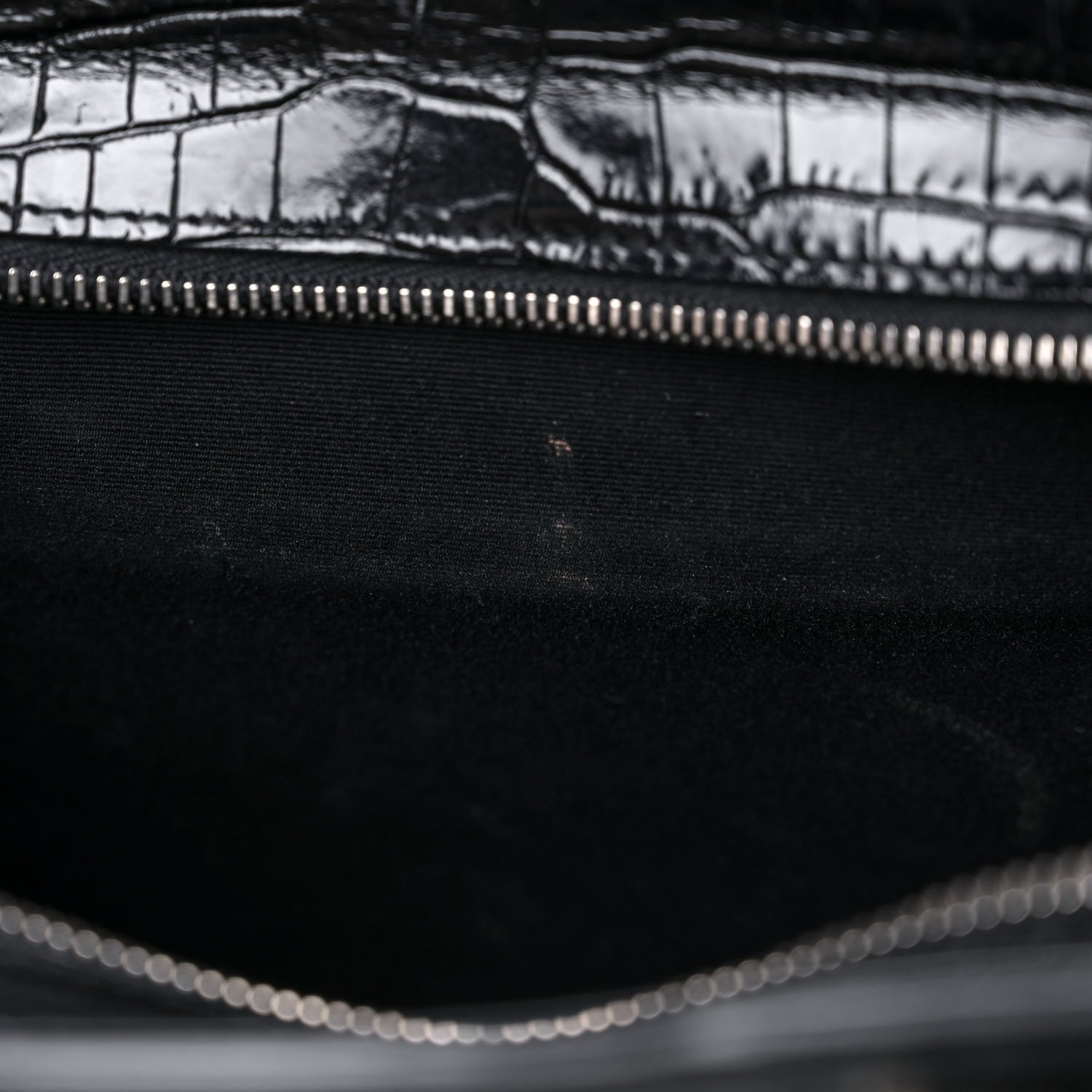 Saint Laurent Calfskin Crocodile Embossed Small Uptown Tote Black 12 of 23