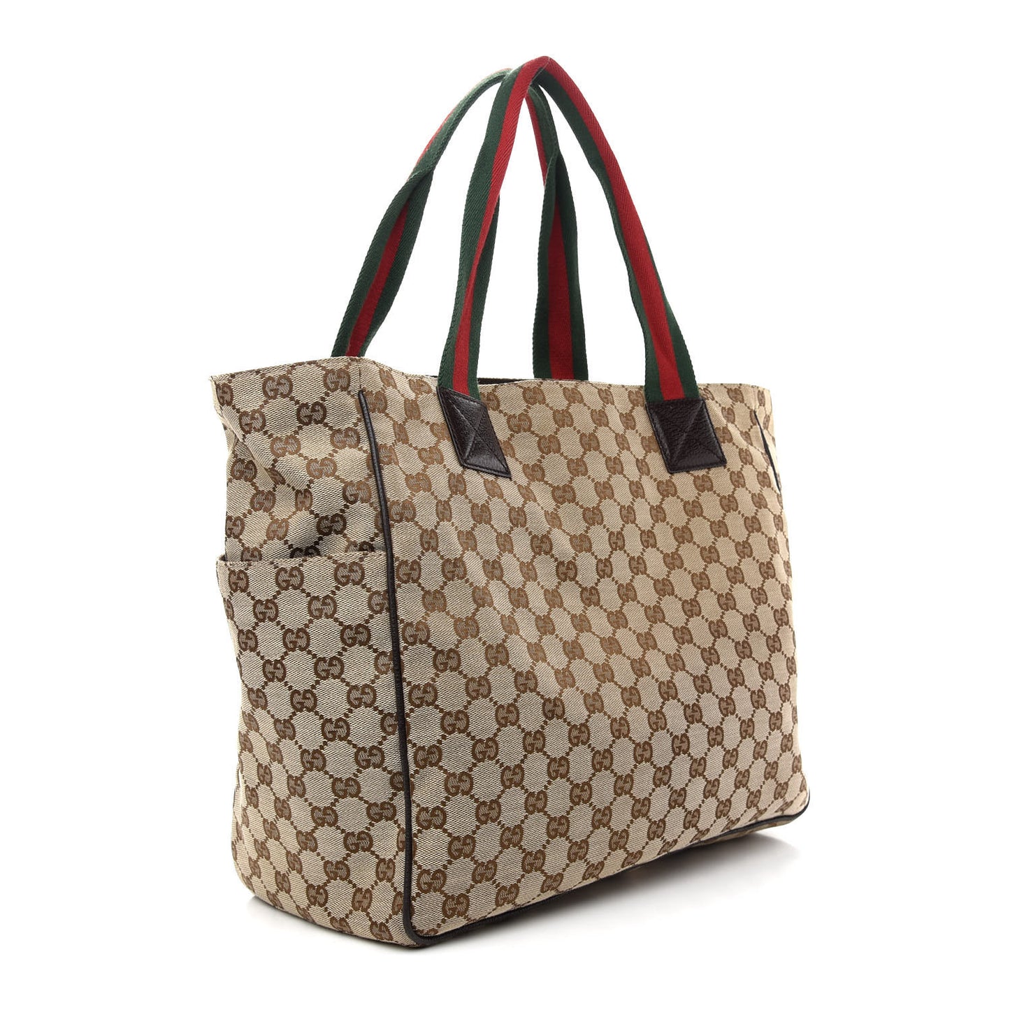 GG Monogram Medium Web Handle Tote Dark Brown