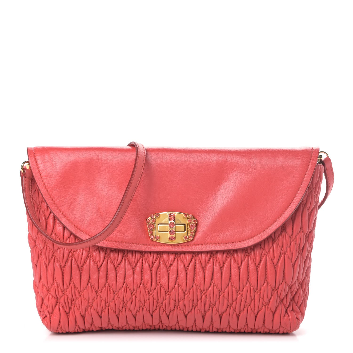 Miu Miu Nappa Matelasse Crystal Shoulder Bag Lacca 1 of 7