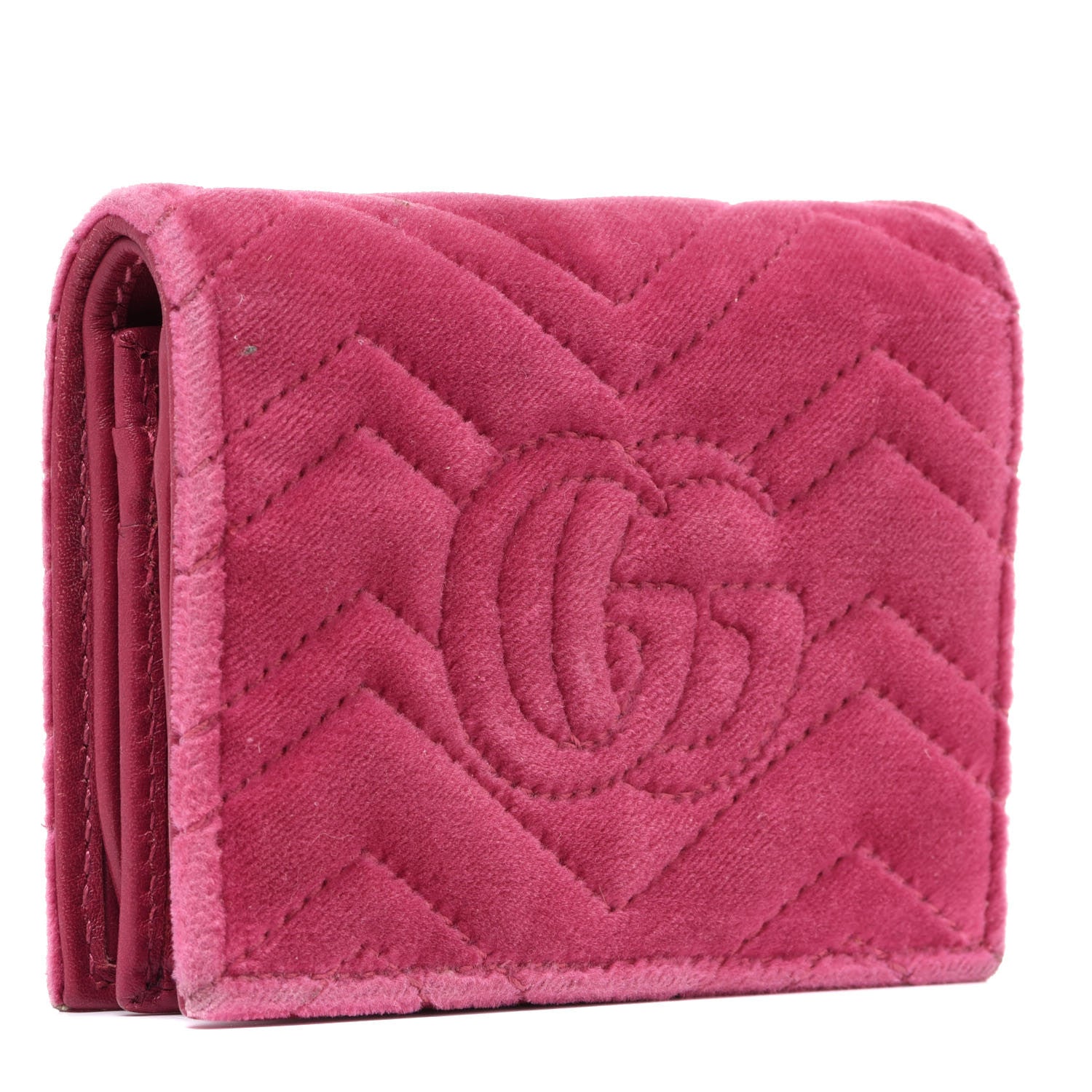 Gucci Velvet Matelasse Pearl Love Embroidered GG Marmont Card Case Wallet Light Raspberry Rose 3 of 11