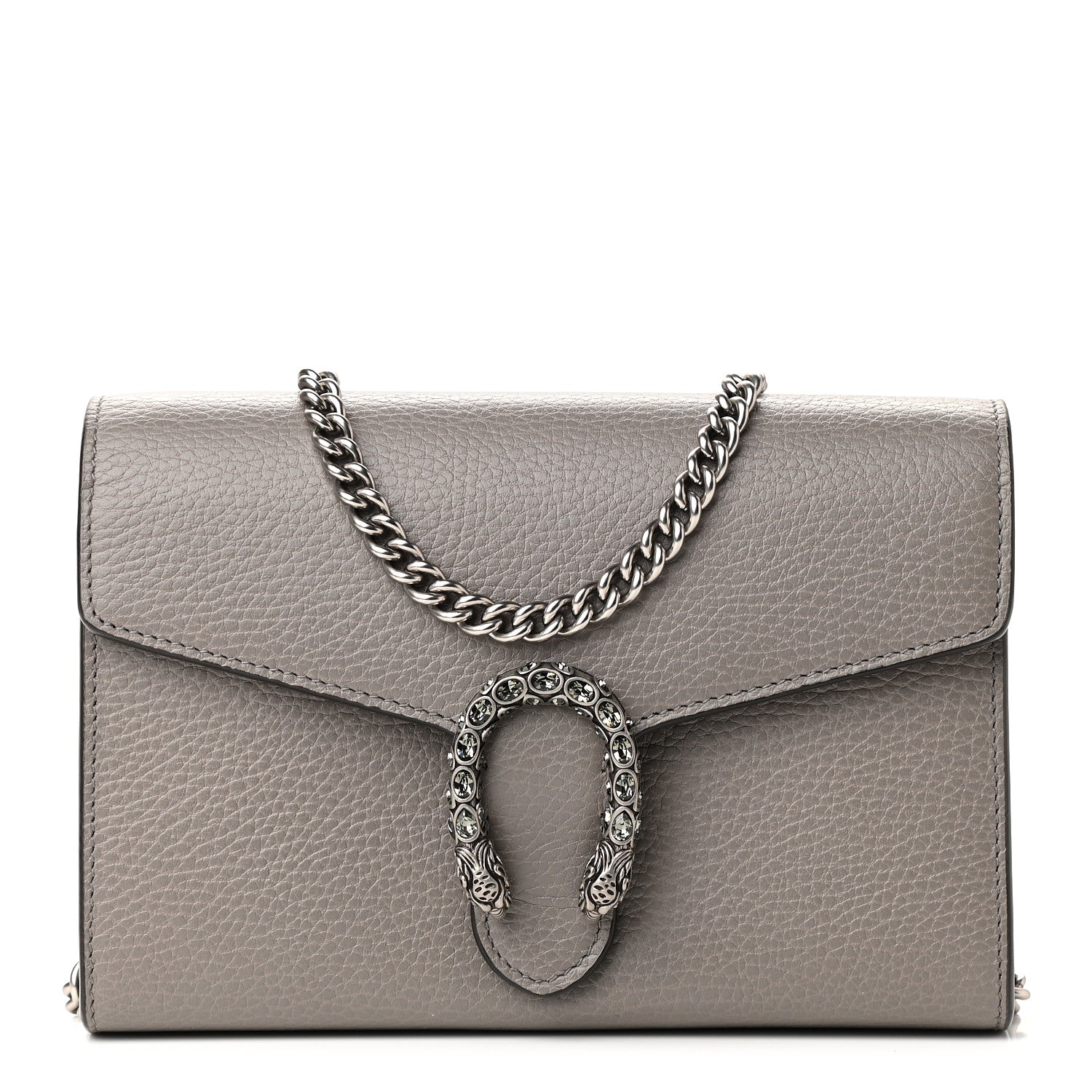 Gucci Dollar Calfskin Crystal Mini Dionysus Chain Wallet Dusty Grey Black Diamond 1 of 9
