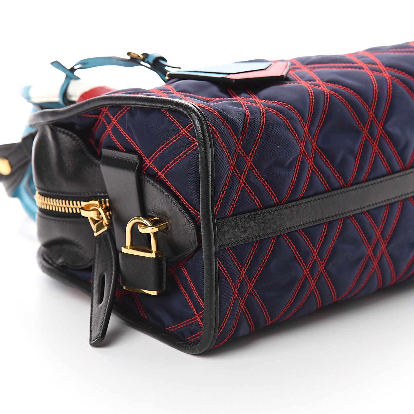Tessuto Nylon Quilted Impunturato Bauletto Baltico Fuoco