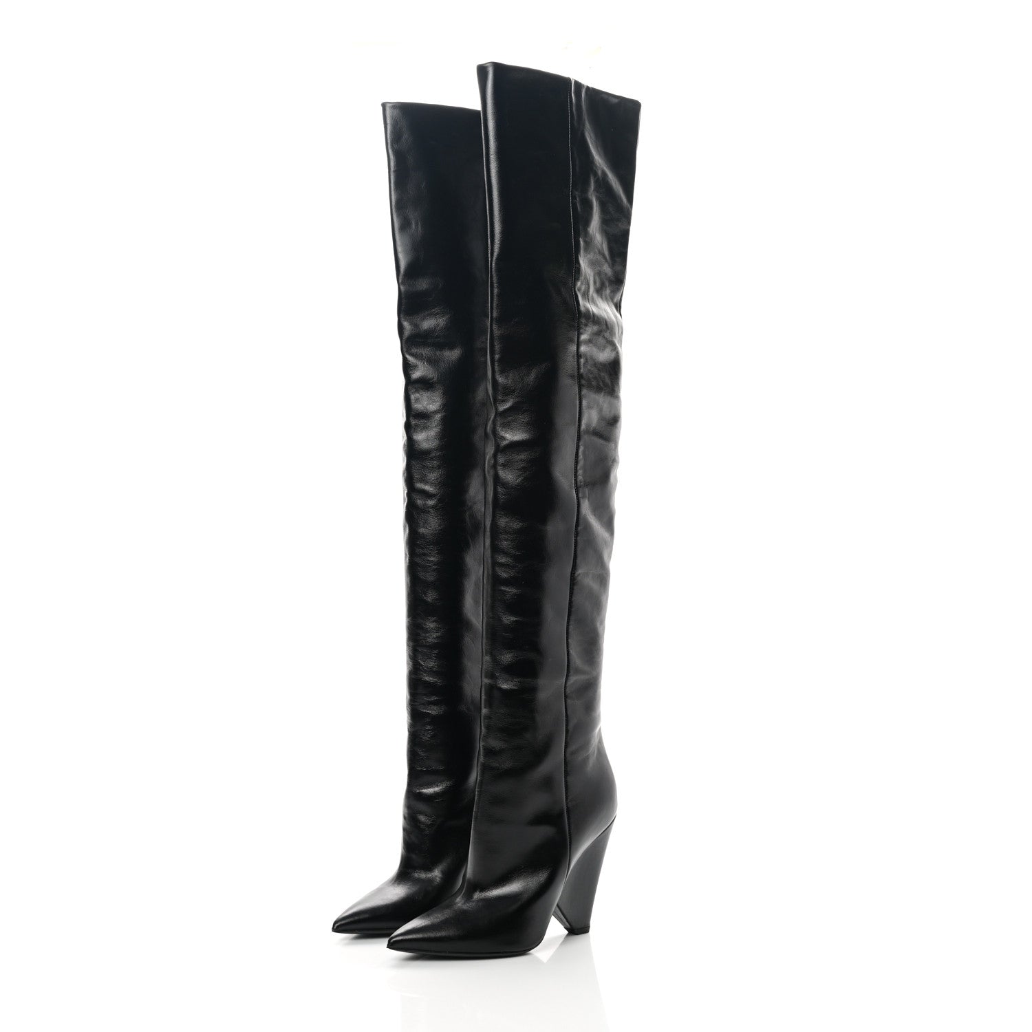 Saint Laurent Calfskin Niki 105 Thigh High Boots 36.5 Black 3 of 7