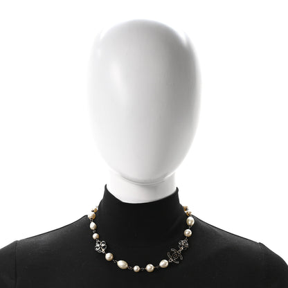 Chanel Pearl Enamel CC Camellia Short Necklace Black 2 of 4