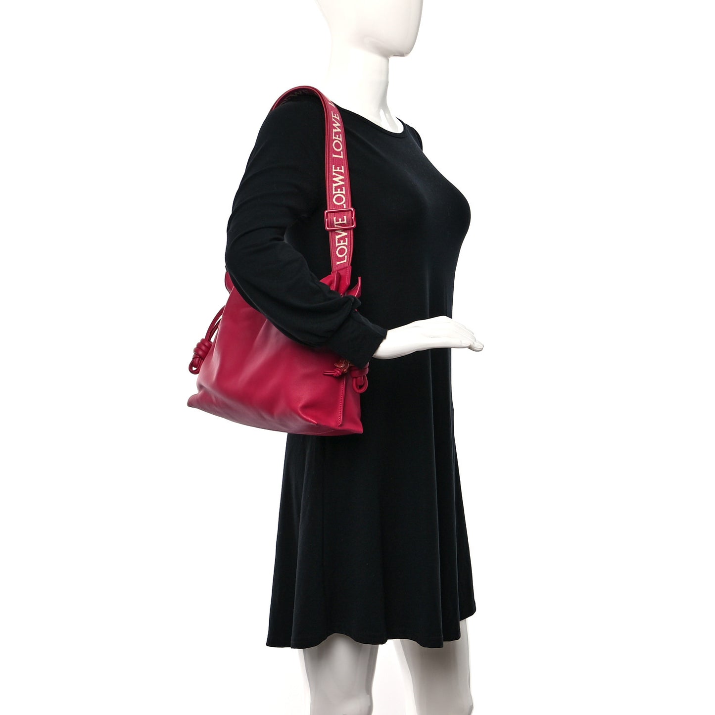 Satin Calfskin Monochrome Flamenco Knot Clutch Ruby Red Glaze