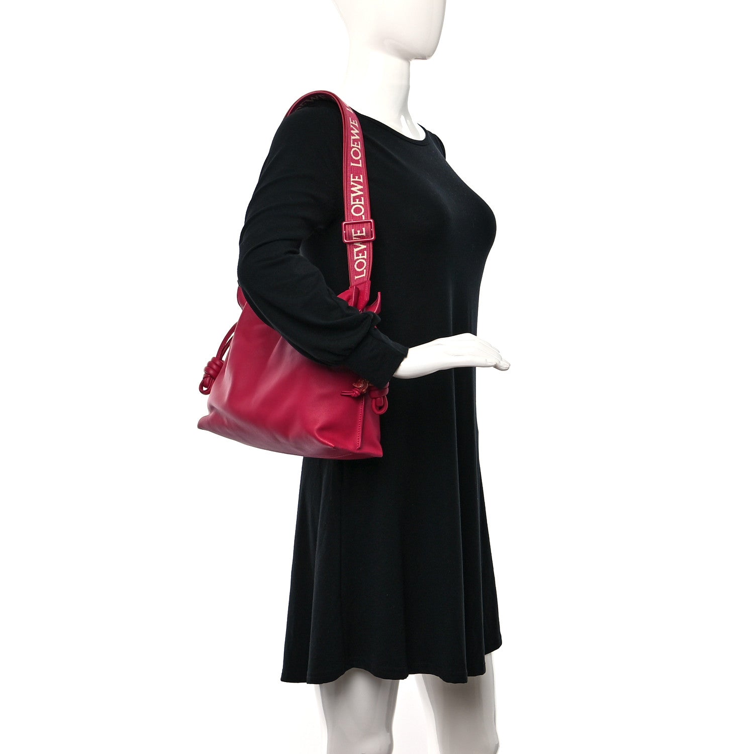 Loewe Satin Calfskin Monochrome Flamenco Knot Clutch Ruby Red Glaze 2 of 8