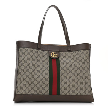 Gucci GG Supreme Monogram Web Ophidia Tote Brown 3 of 11