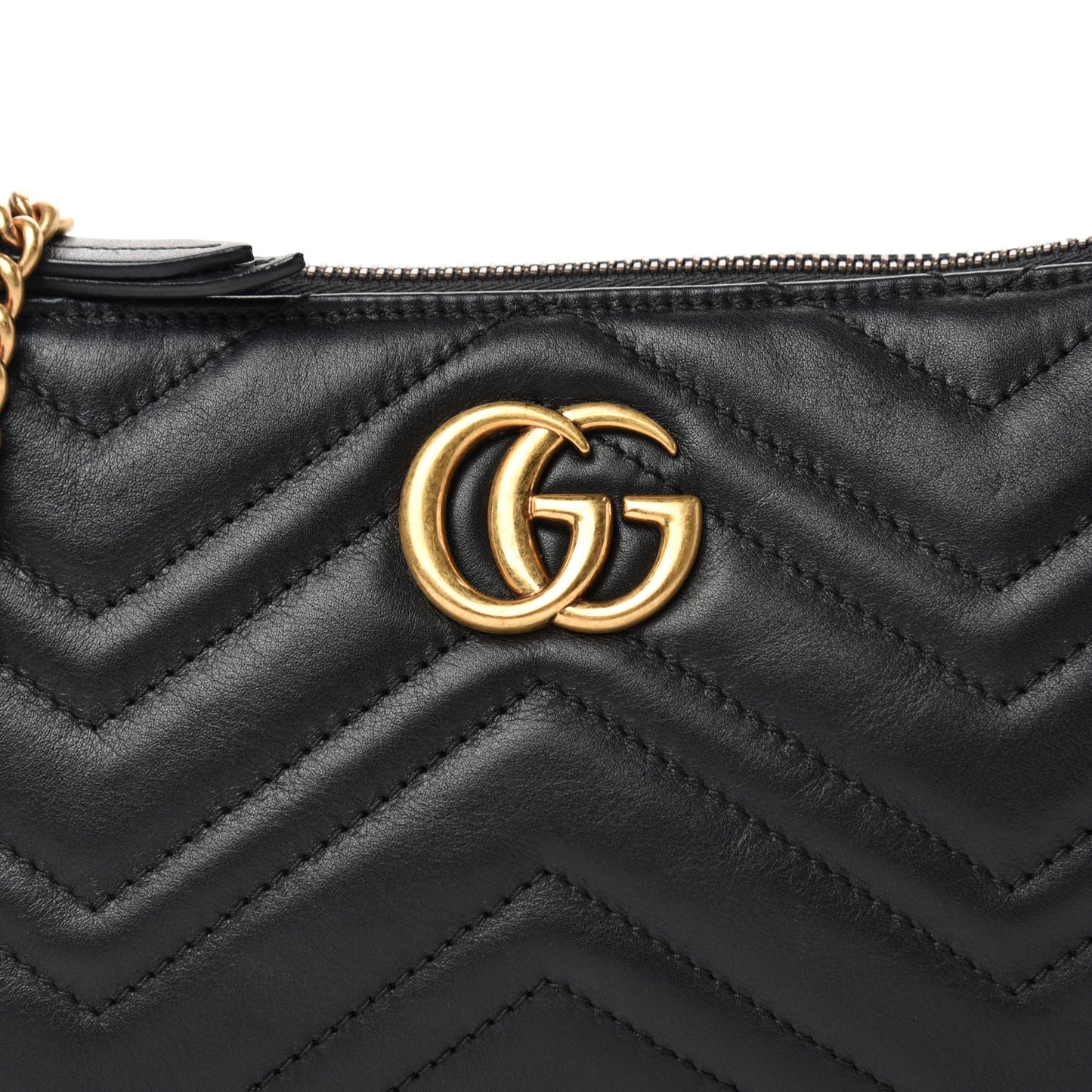 Calfskin Matelasse Mini GG Marmont Chain Bag Black