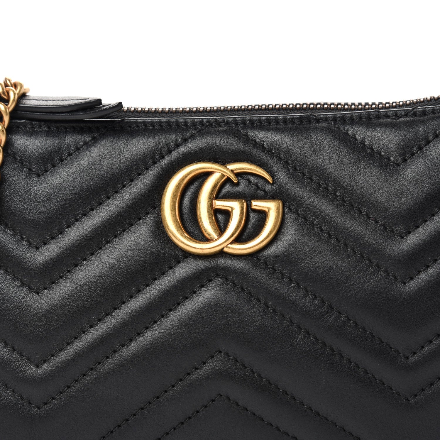 Gucci Calfskin Matelasse Mini GG Marmont Chain Bag Black 9 of 9