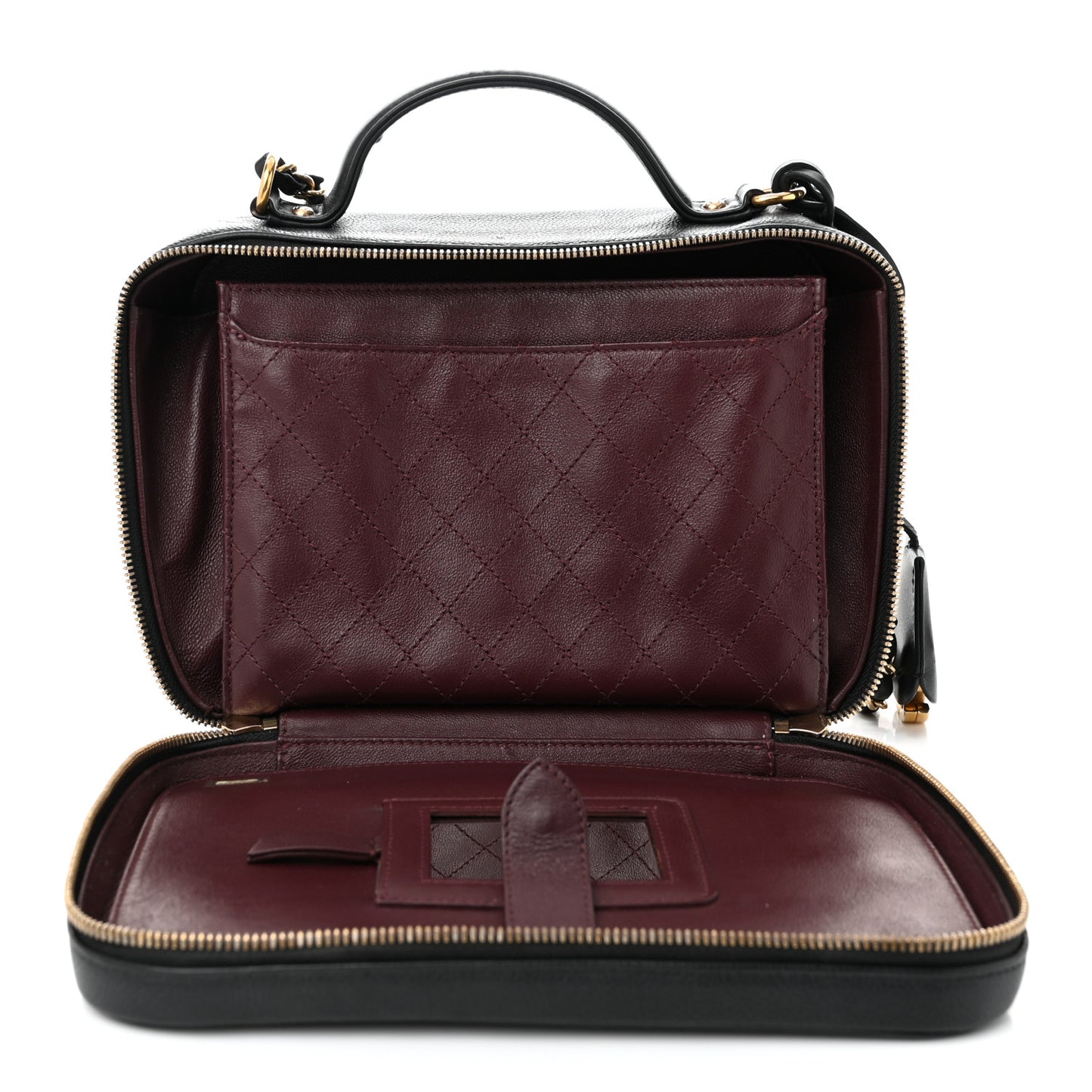 Caviar Quilted Large CC Filigree Vanity Case Black
