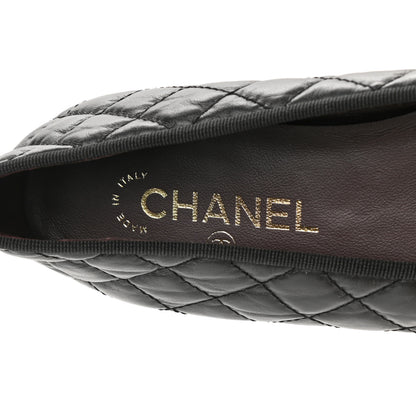 Chanel Aged Calfskin Quilted Cap Toe Ballerina Flats 41 Black 7 of 9