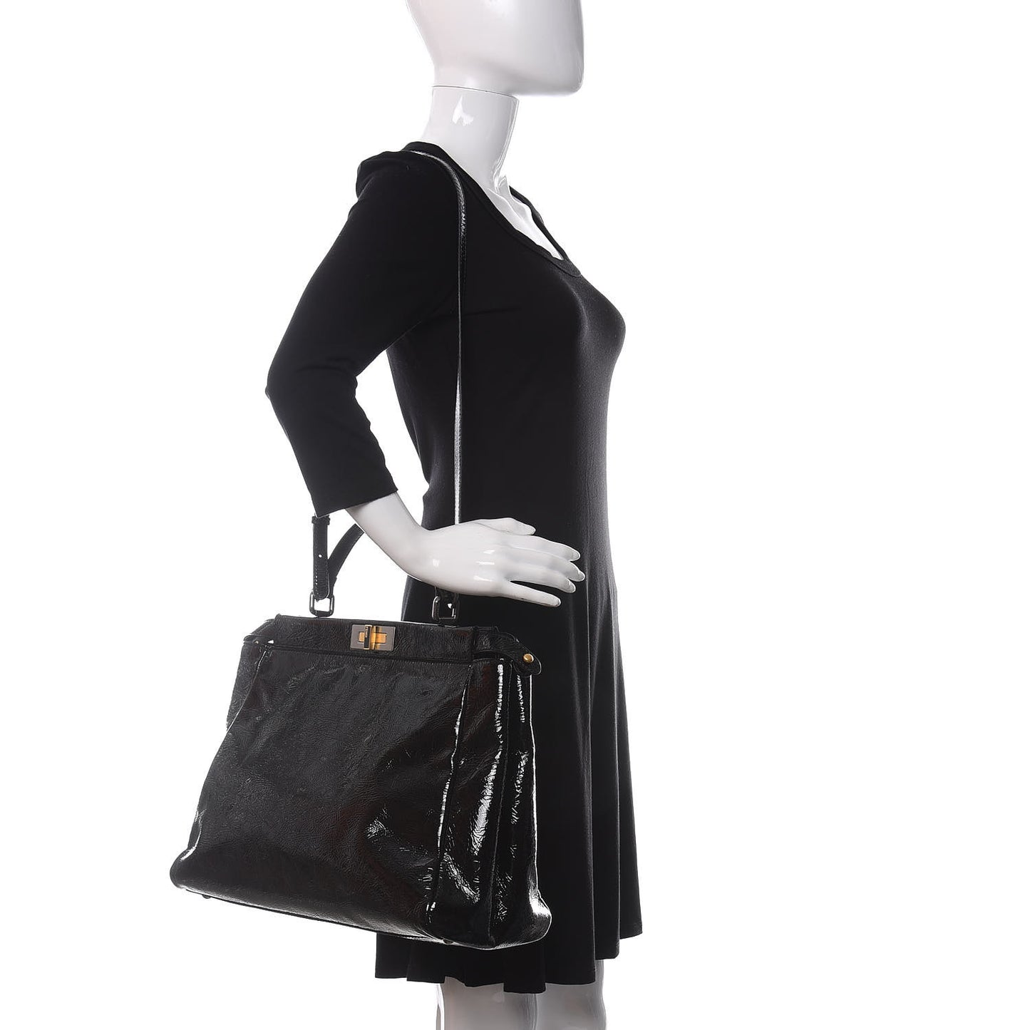 Patent Large Peekaboo Iconic Satchel Black