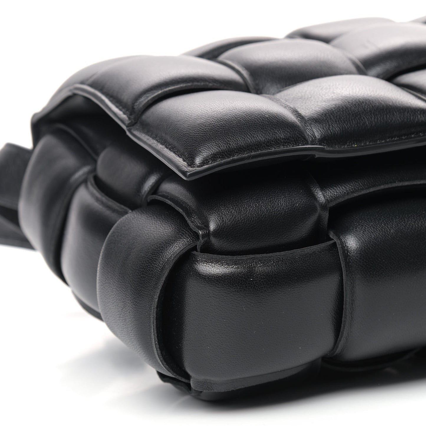 Nappa Maxi Intreccio Padded Cassette Crossbody Bag Black