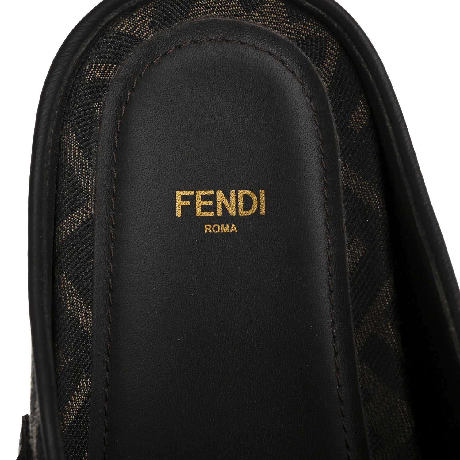 Fendi Fabric Jacquard Nappa FF Womens Sabot Mules 39 Tobacco Black 7 of 10