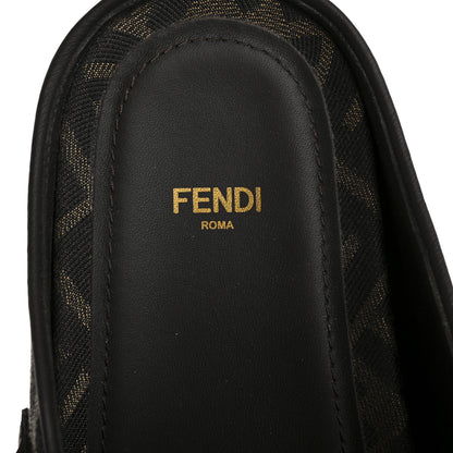 Fendi Fabric Jacquard Nappa FF Womens Sabot Mules 39 Tobacco Black 7 of 10